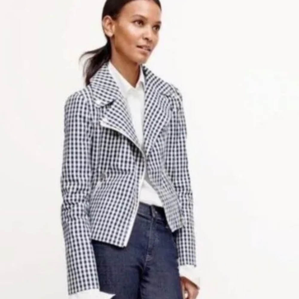 J. Crew Women’s Motorcycle Jacket in Gingham